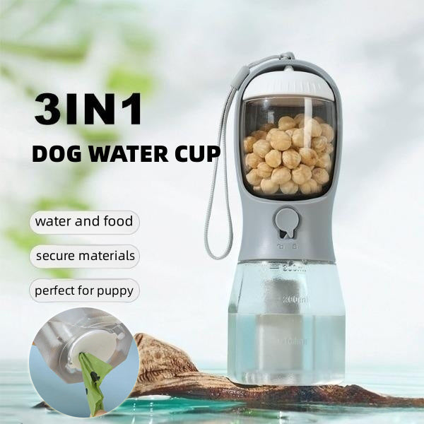 3-in-1 Portable Dog Water Cup with Food & Waste Bags