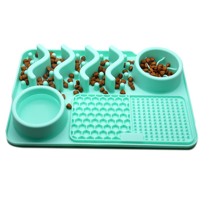 Multifunctional Dog Silicone Licking Mat & Food Bowl