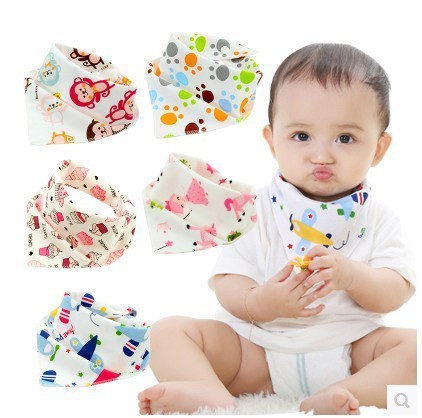 Waterproof Triangle Baby Bibs - Cartoon Cotton Dribble