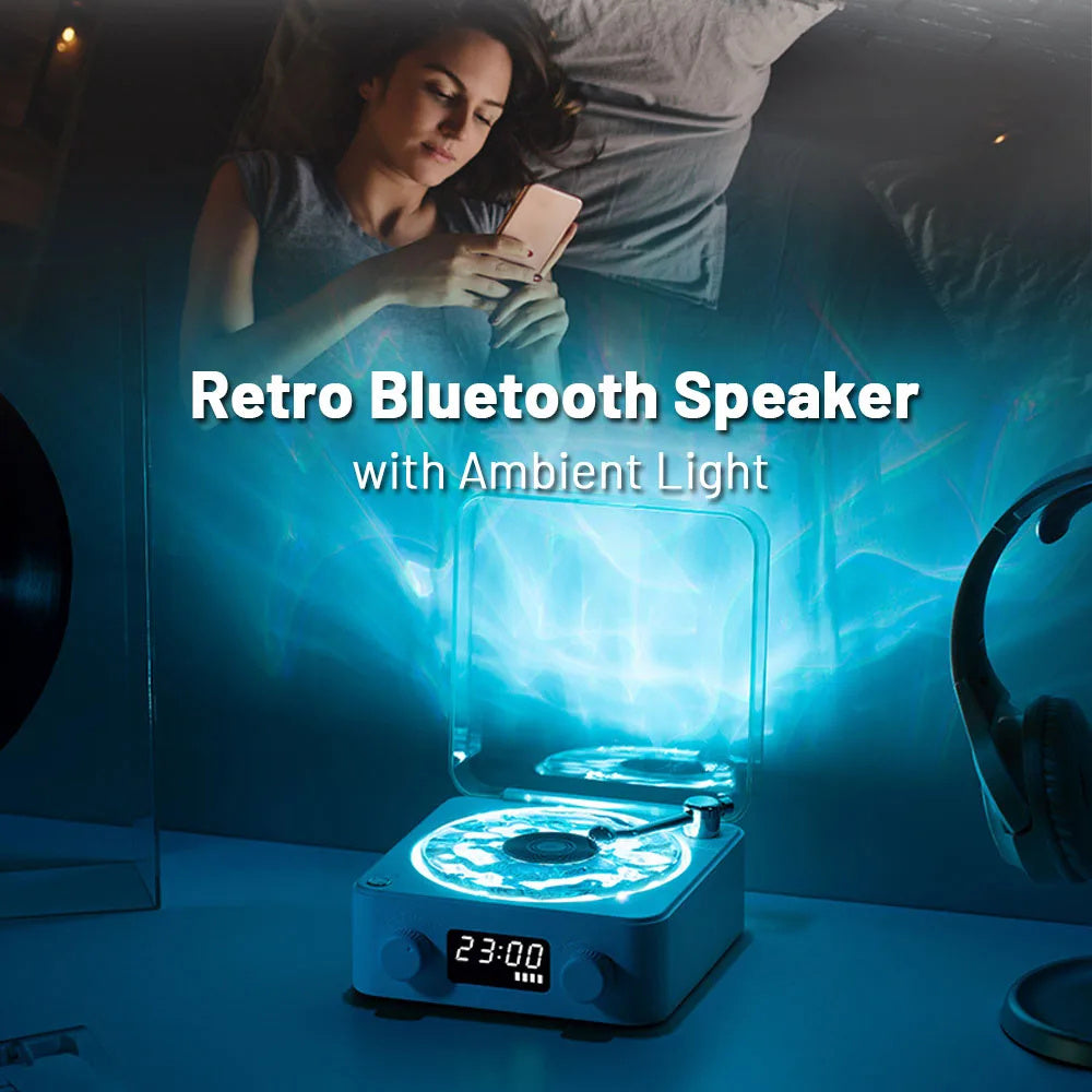 Vintage Vibes Bluetooth Turntable Speaker with RGB Projection