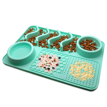 Multifunctional Dog Silicone Licking Mat & Food Bowl