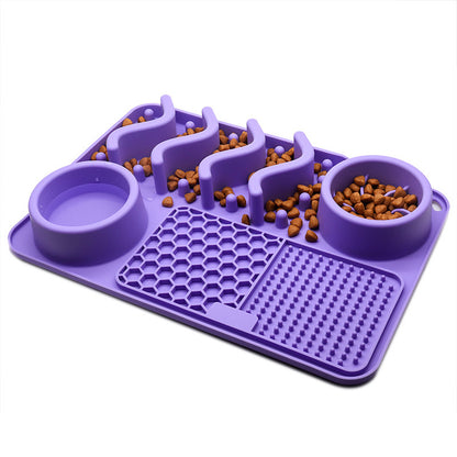 Multifunctional Dog Silicone Licking Mat & Food Bowl