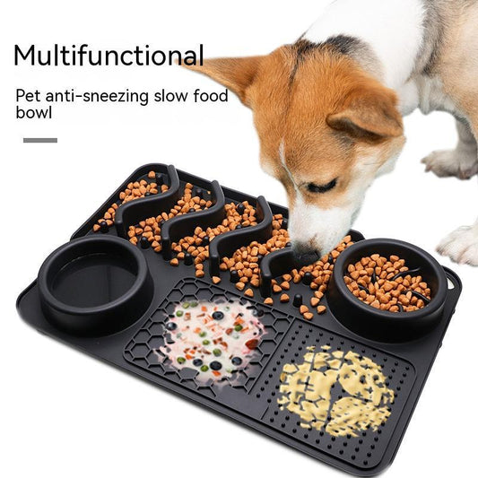 Multifunctional Dog Silicone Licking Mat & Food Bowl