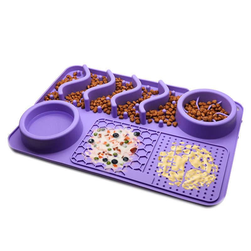 Multifunctional Dog Silicone Licking Mat & Food Bowl