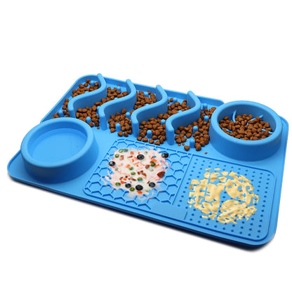 Multifunctional Dog Silicone Licking Mat & Food Bowl